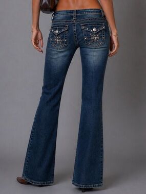 Y2K Tokyo Rhinestone Low Rise Bootcut Jeans